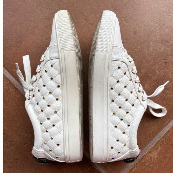 Kurt Geiger Bejeweled Rainbow Crystal Quilted Leather Sneakers size 37/4 US 7 - Picture 9 of 15
